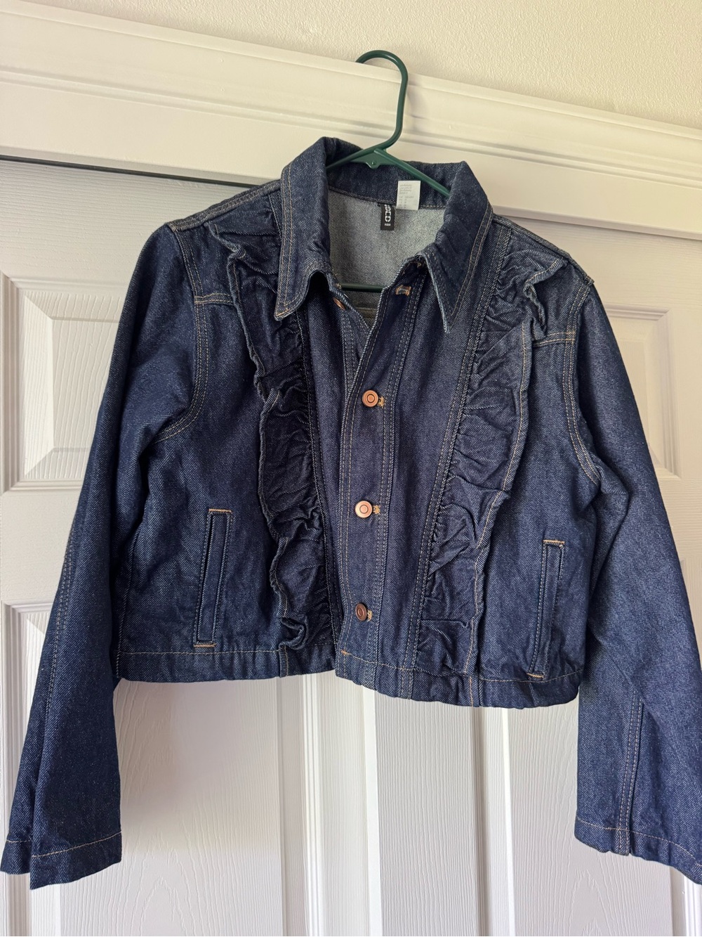H&M Ruffled Dark Denim Blouse